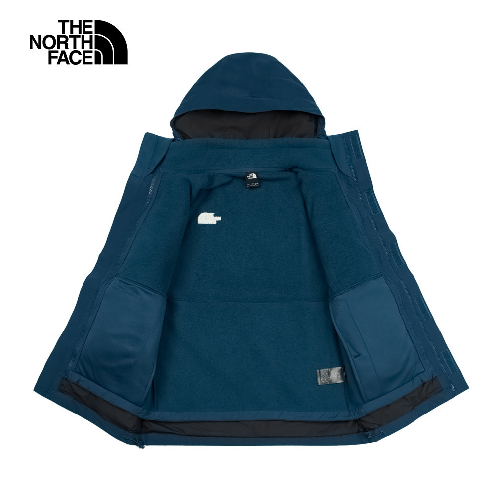 The North Face北面男款藍黑拼接防水透氣保暖連帽抓絨內裡三合一外套｜89YX7OW