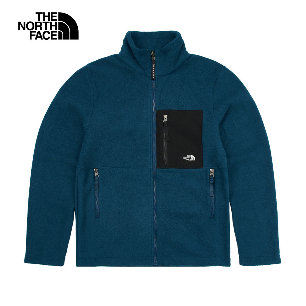 The North Face北面男款藍黑拼接防水透氣保暖連帽抓絨內裡三合一外套｜89YX7OW