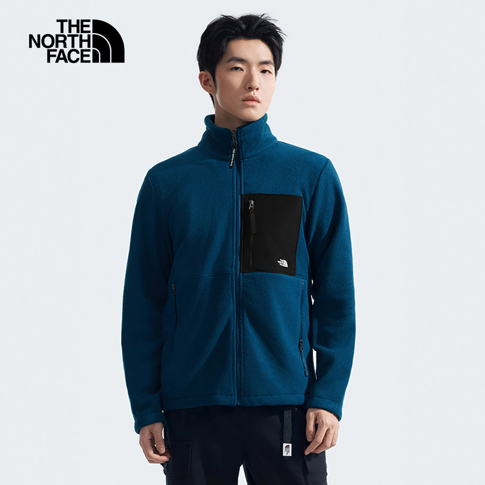The North Face北面男款藍黑拼接防水透氣保暖連帽抓絨內裡三合一外套｜89YX7OW