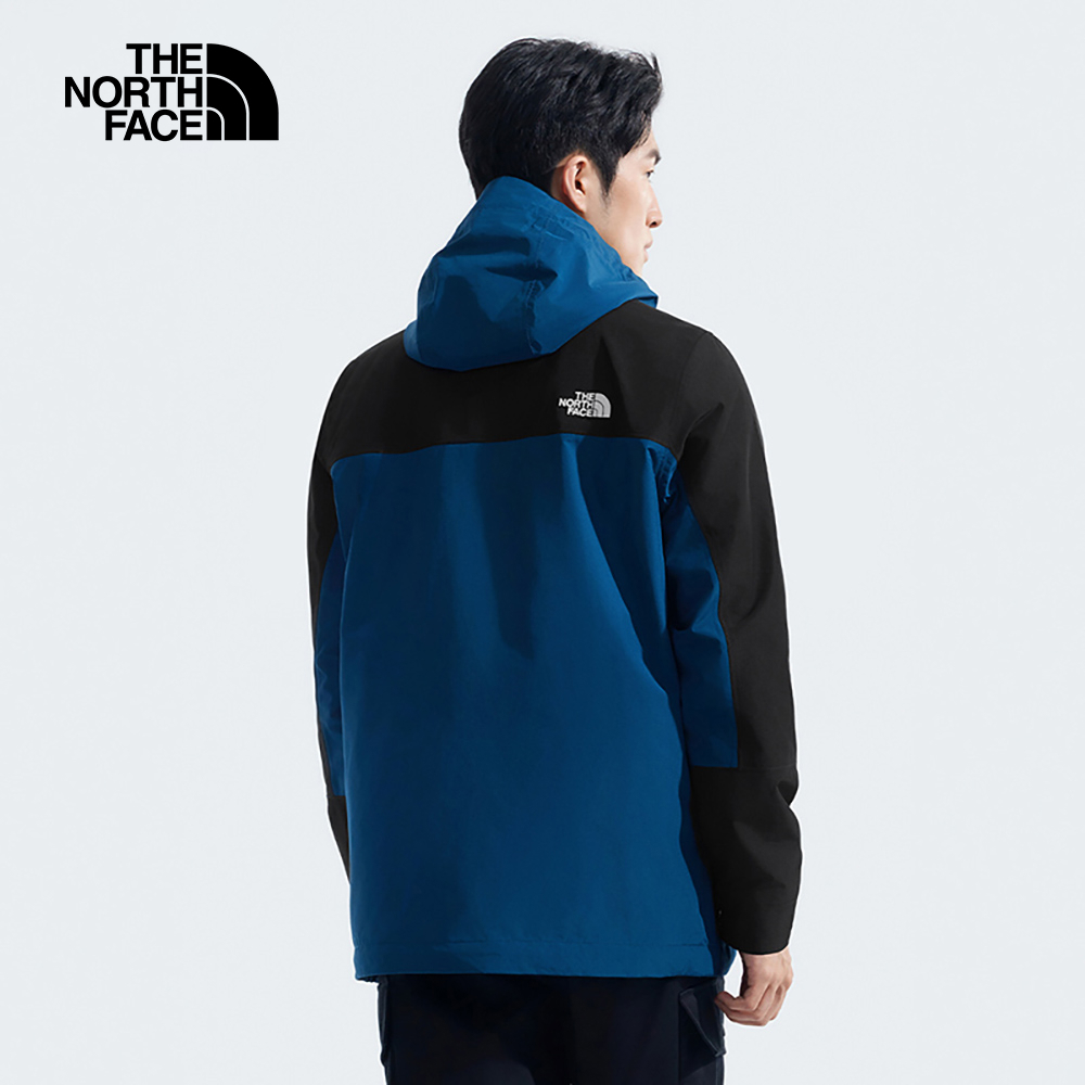 The North Face北面男款藍黑拼接防水透氣保暖連帽抓絨內裡三合一外套｜89YX7OW