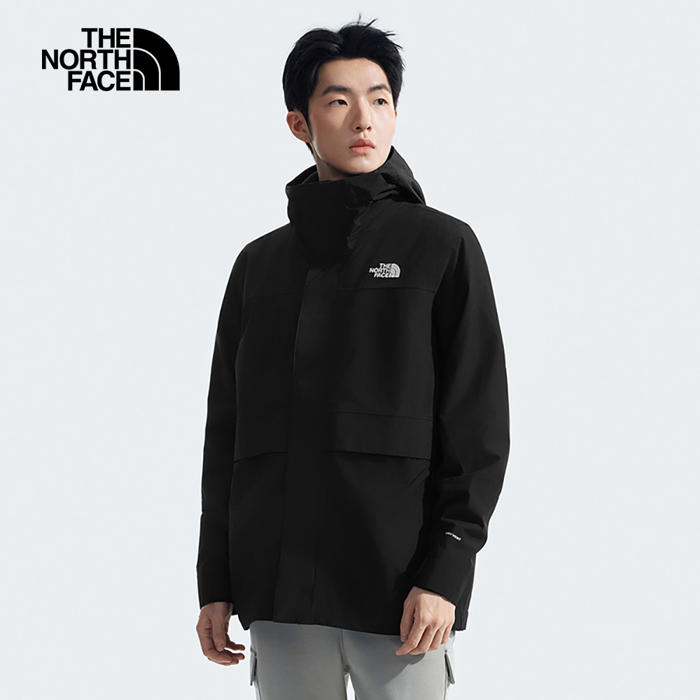 【10/27 00點限時搶購】The North Face北面男款黑色防水透氣保暖連帽抓絨內裡三合一外套｜89YXJK3