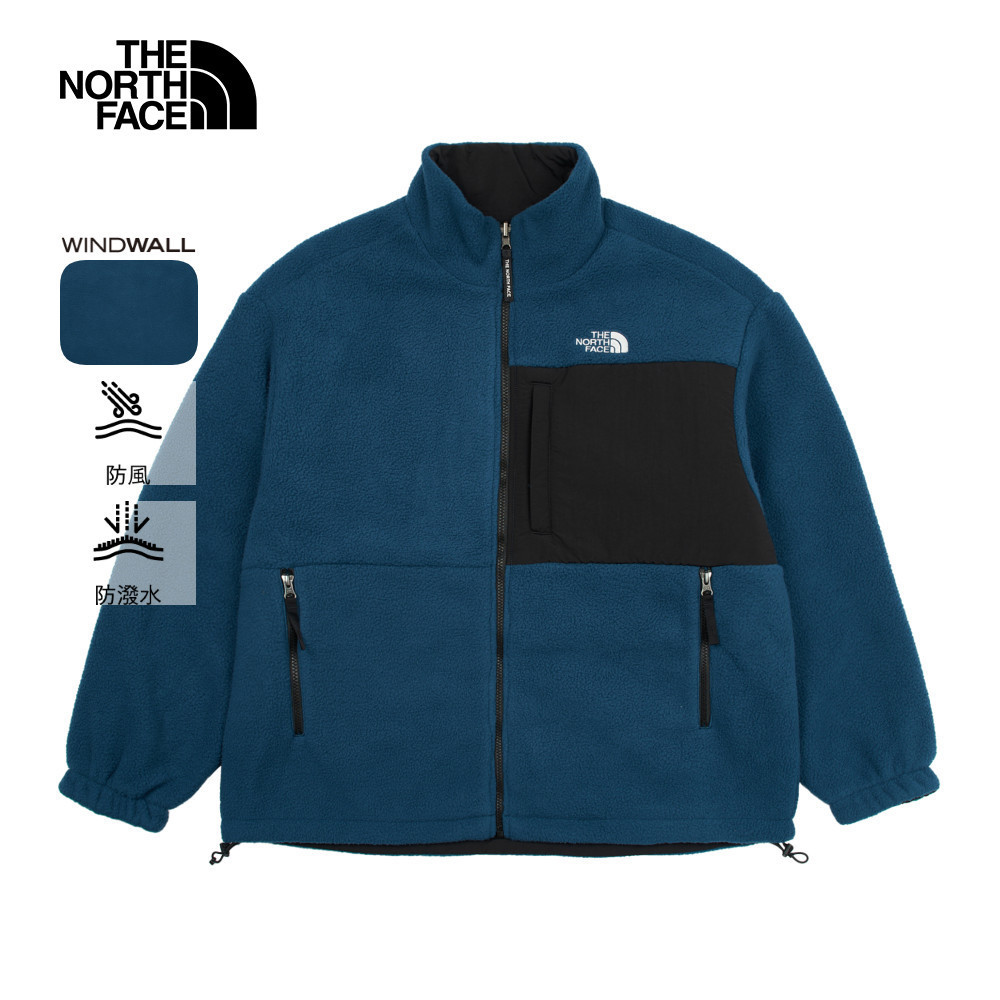 The North Face北面男款藍色保暖可調節雙面穿立領抓絨外套｜89YY1NO