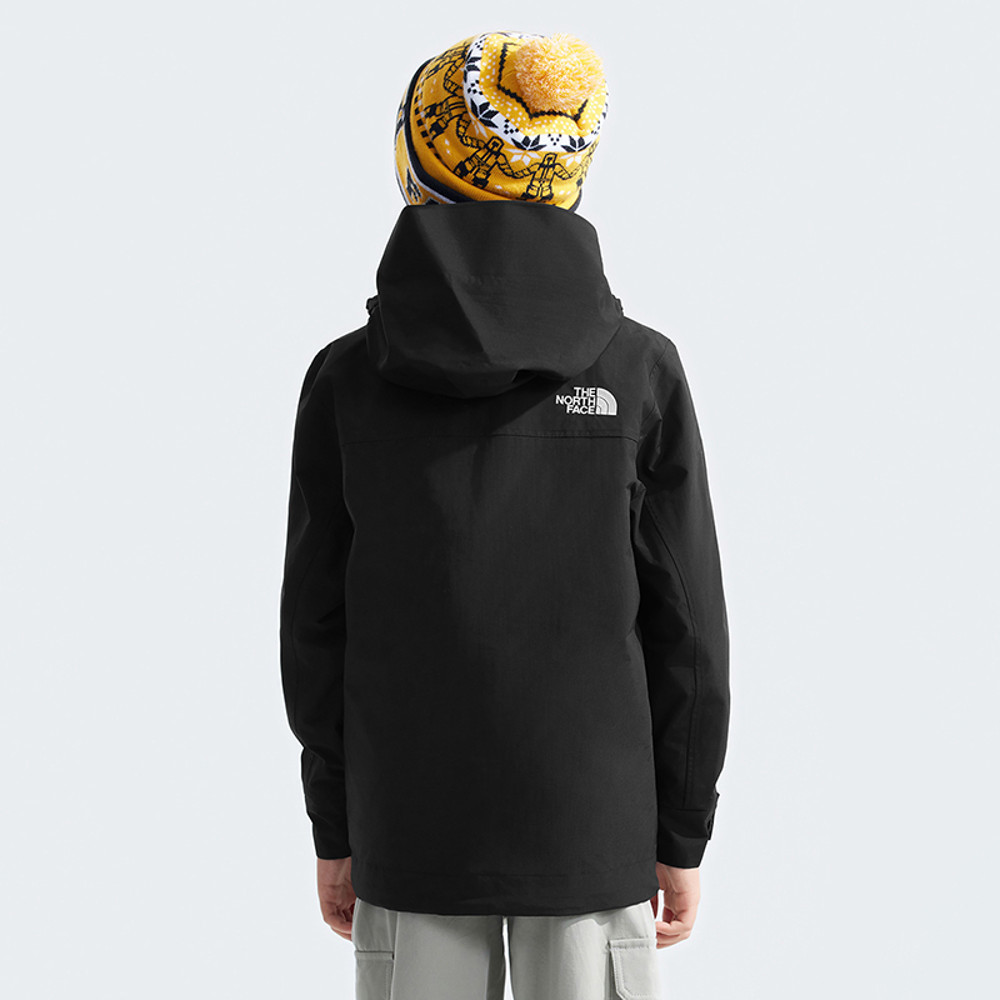 The North Face北面兒童黑色防水透氣舒適保暖連帽羽絨內裡三合一外套｜8A3GKX7