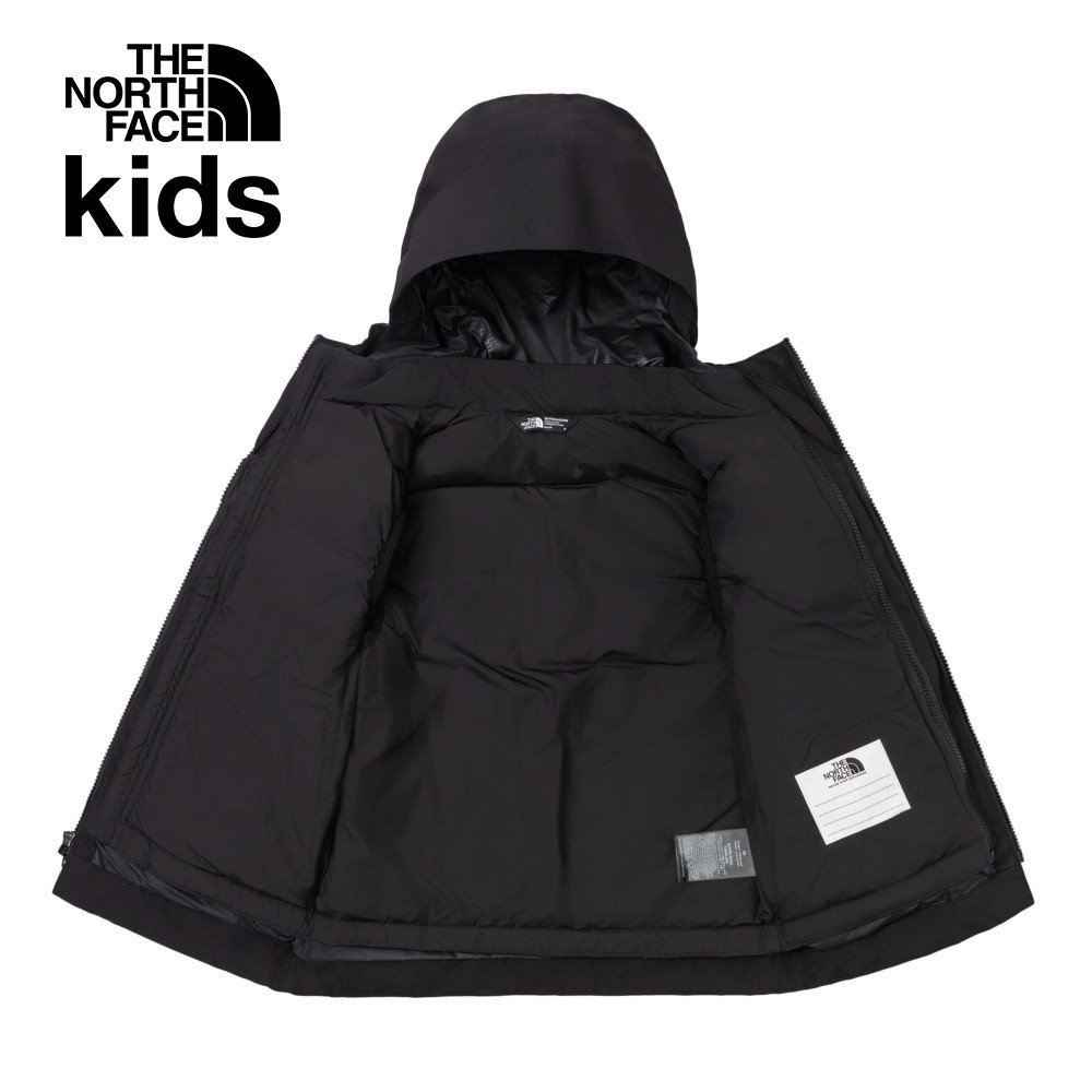 The North Face北面兒童黑色防水透氣舒適保暖連帽羽絨內裡三合一外套｜8A3GKX7