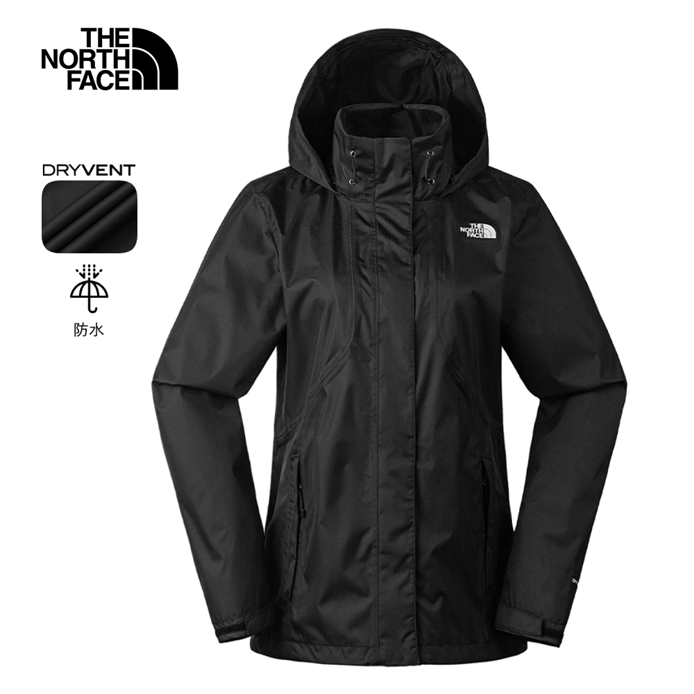 【限時搶購】女款黑色防水透氣可調節收納連帽衝鋒衣｜8AV8JK3