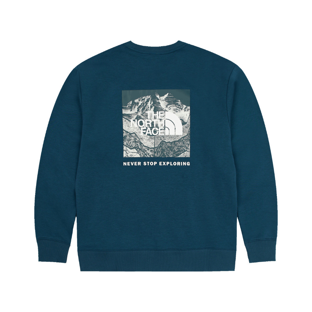 The North Face北面男款藍色背部山峰印花設計長袖大學T｜8AT91NO