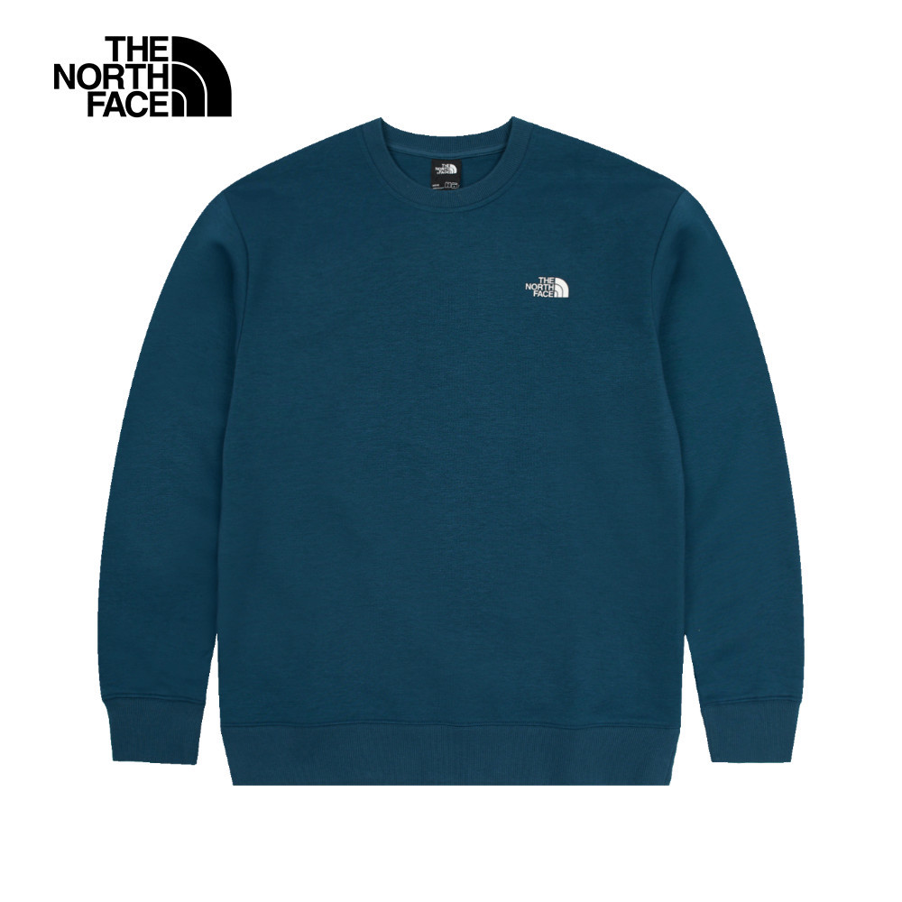 The North Face北面男款藍色背部山峰印花設計長袖大學T｜8AT91NO