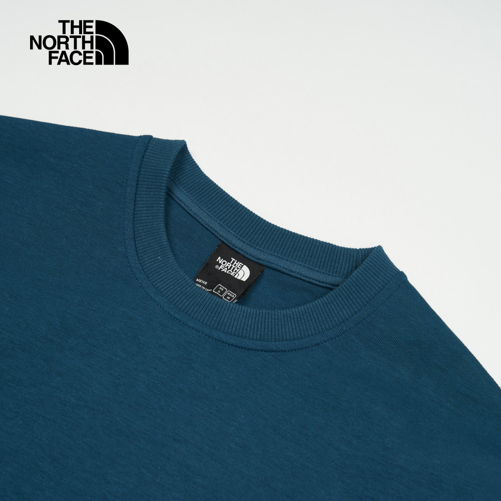 The North Face北面男款藍色背部山峰印花設計長袖大學T｜8AT91NO
