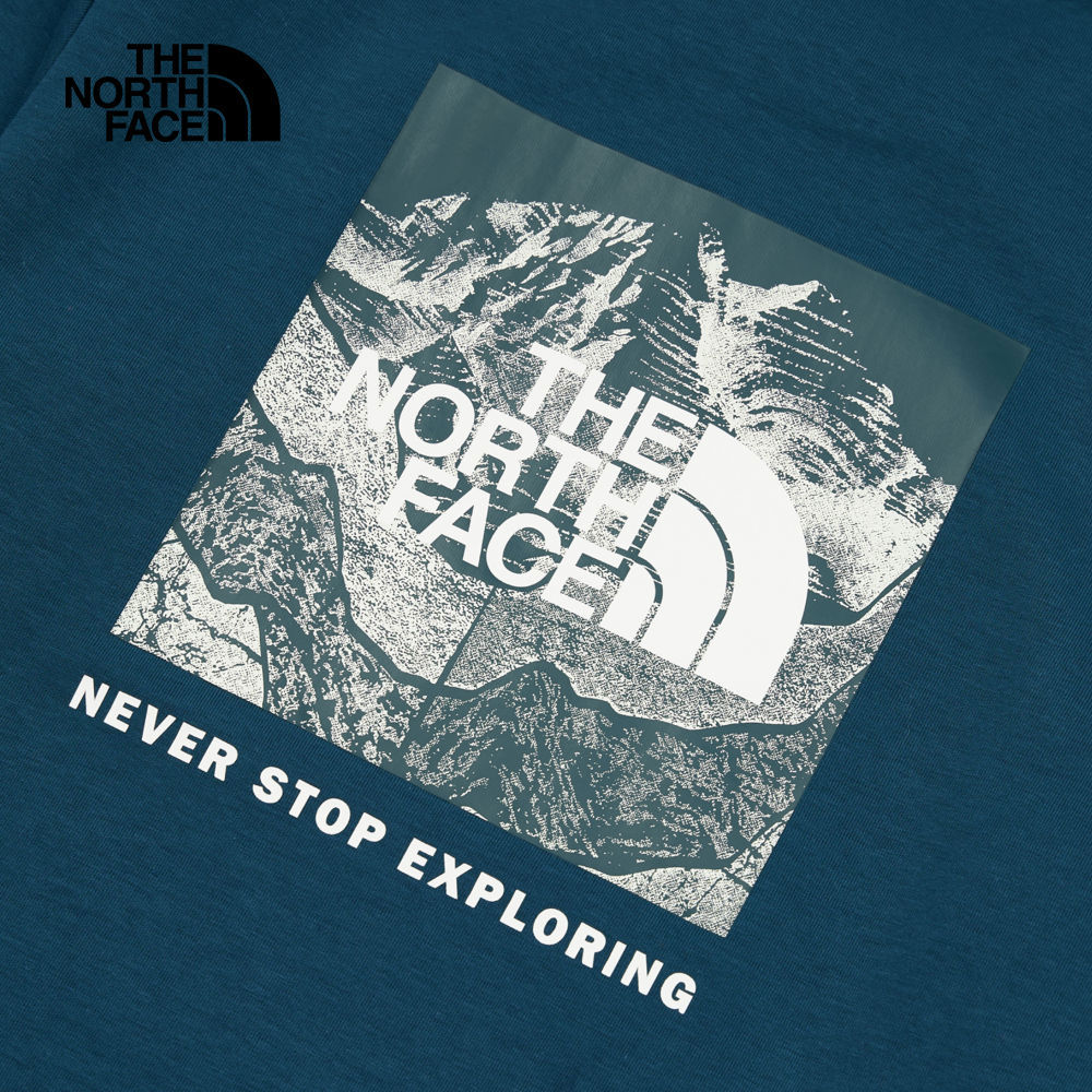 The North Face北面男款藍色背部山峰印花設計長袖大學T｜8AT91NO