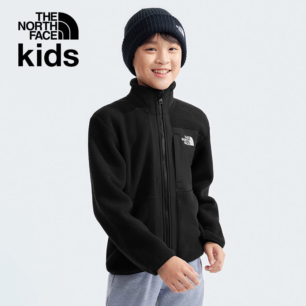 The North Face北面兒童黑色舒適保暖休閒立領抓絨外套｜8AZGJK3