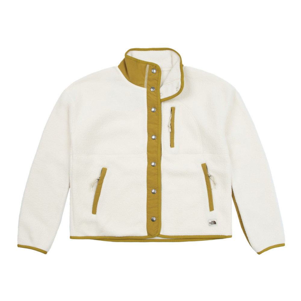 【限時搶購】女款白綠拼接保暖立領抓絨外套｜5AYL0I5