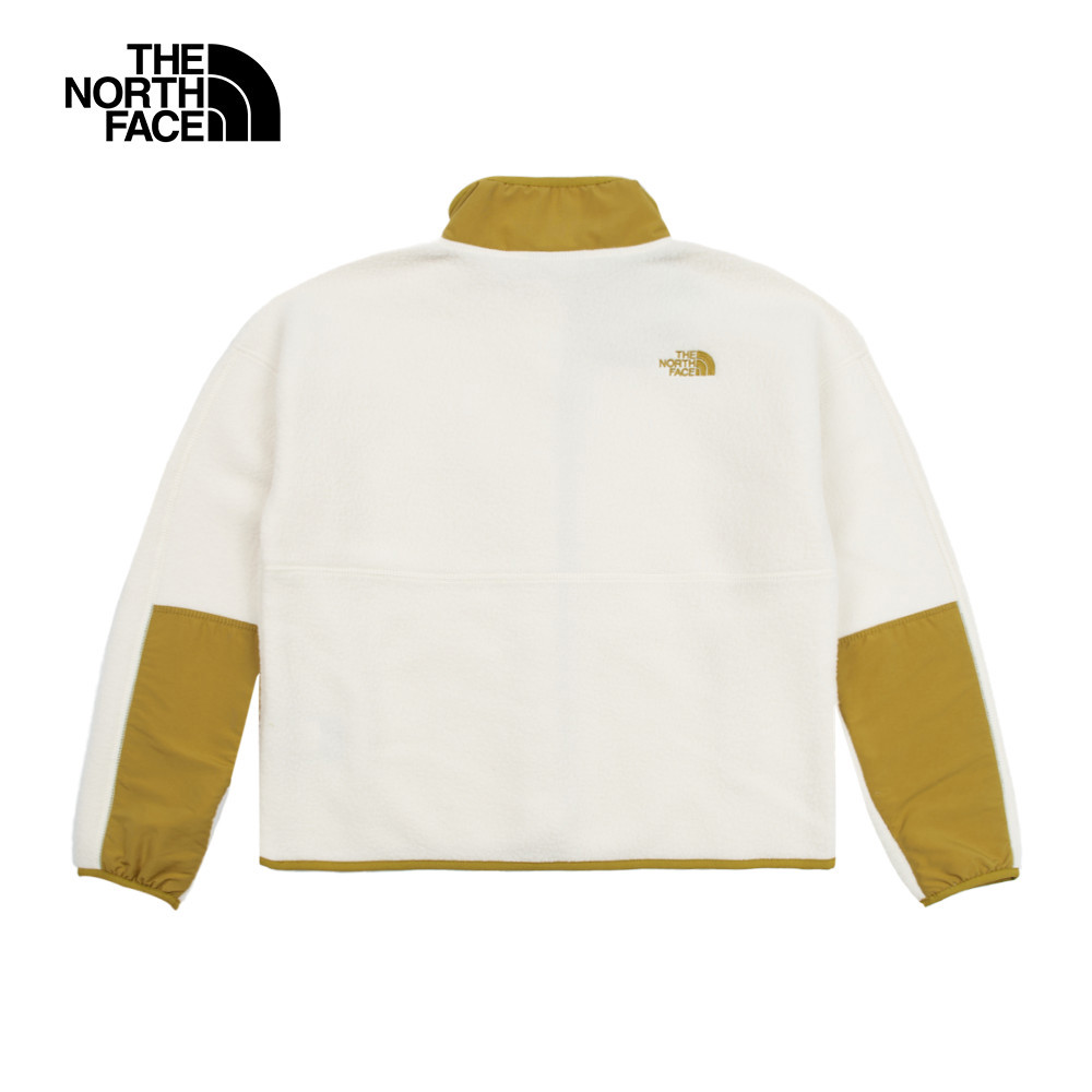 【限時搶購】女款白綠拼接保暖立領抓絨外套｜5AYL0I5