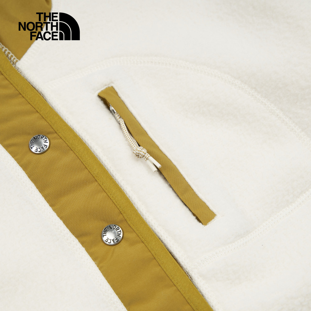 【限時搶購】女款白綠拼接保暖立領抓絨外套｜5AYL0I5