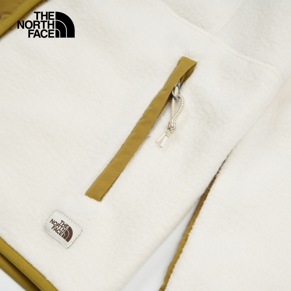 【限時搶購】女款白綠拼接保暖立領抓絨外套｜5AYL0I5