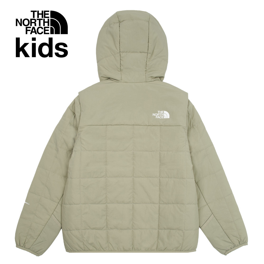 The North Face北面兒童灰色防風防潑水可拆卸袖子連帽鋪棉外套｜89XK1I4