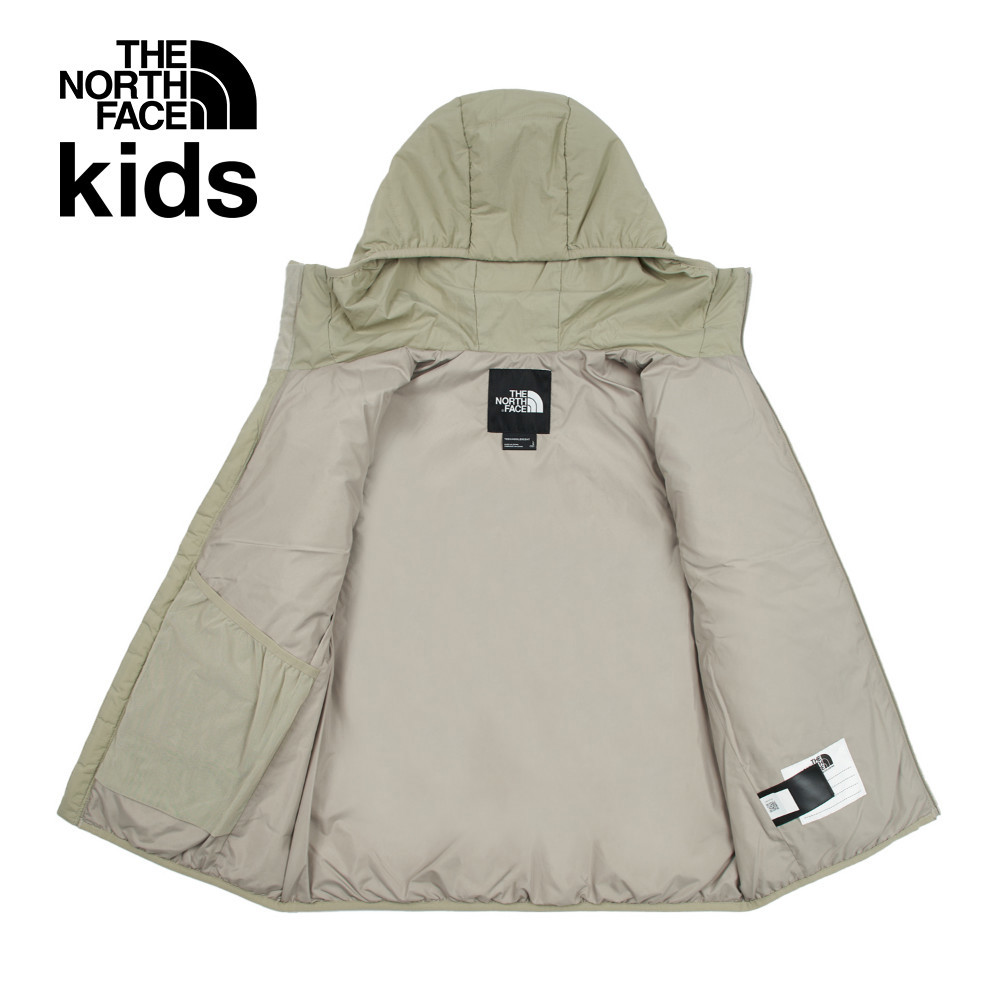 The North Face北面兒童灰色防風防潑水可拆卸袖子連帽鋪棉外套｜89XK1I4