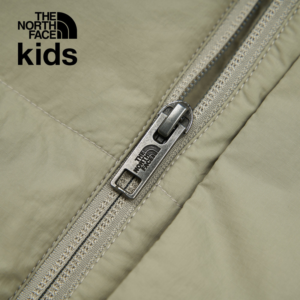The North Face北面兒童灰色防風防潑水可拆卸袖子連帽鋪棉外套｜89XK1I4