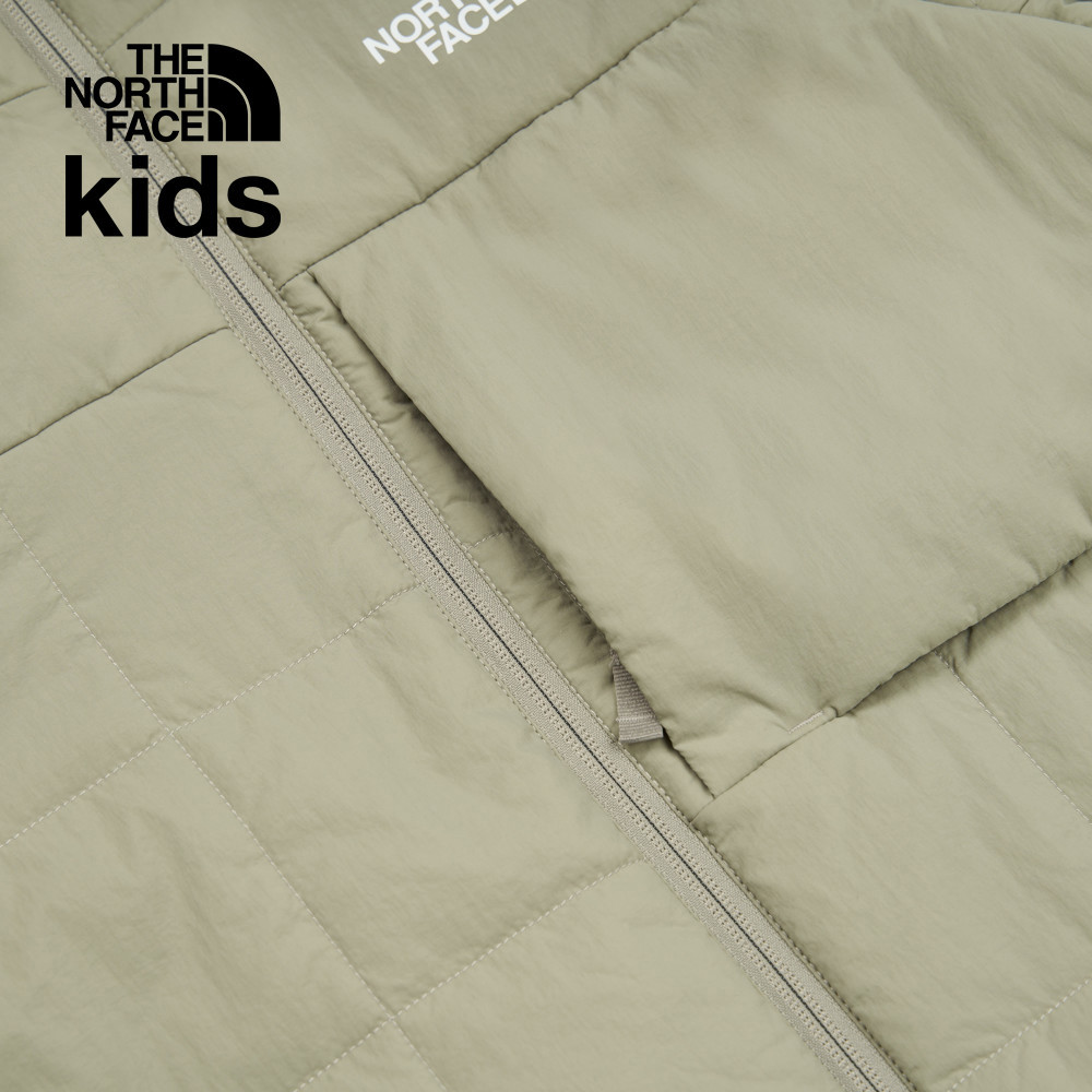 The North Face北面兒童灰色防風防潑水可拆卸袖子連帽鋪棉外套｜89XK1I4