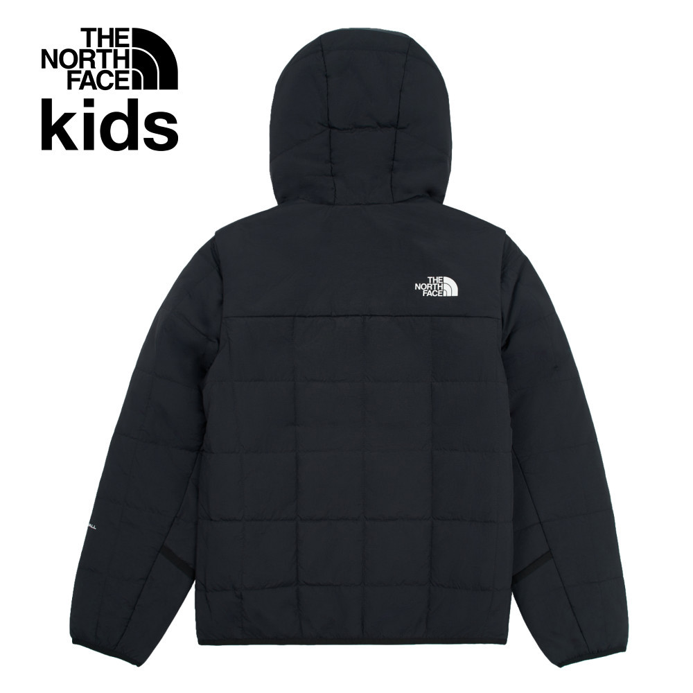 The North Face北面兒童黑色防風防潑水可拆卸袖子連帽鋪棉外套｜89XKJK3