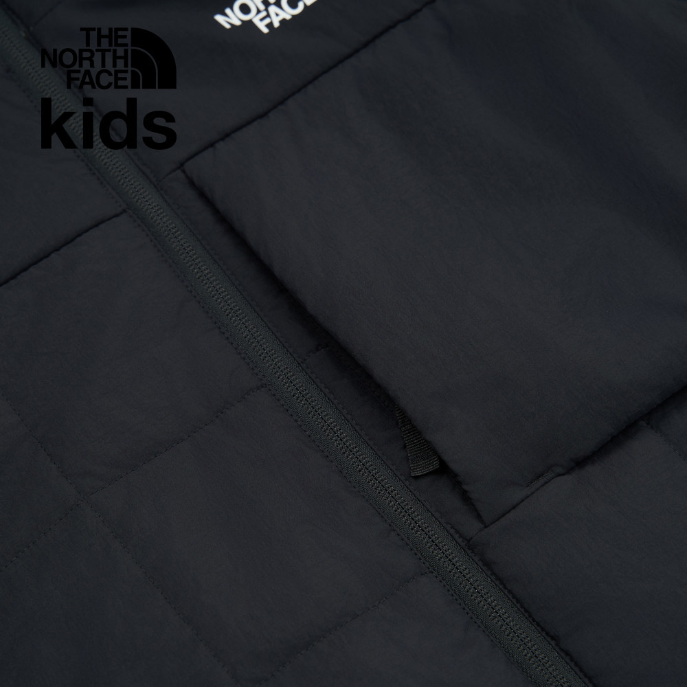 The North Face北面兒童黑色防風防潑水可拆卸袖子連帽鋪棉外套｜89XKJK3