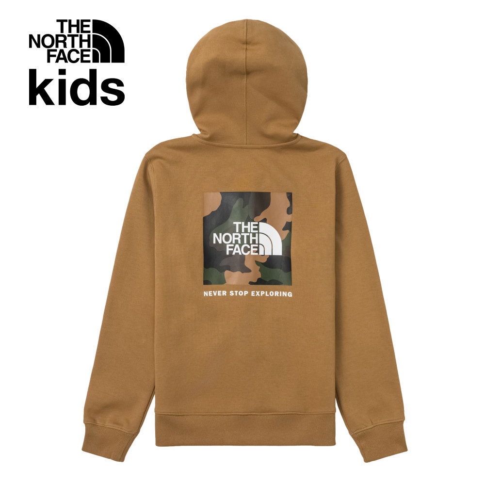 The North Face北面兒童棕色舒適大尺寸印花連帽外套｜89XW173