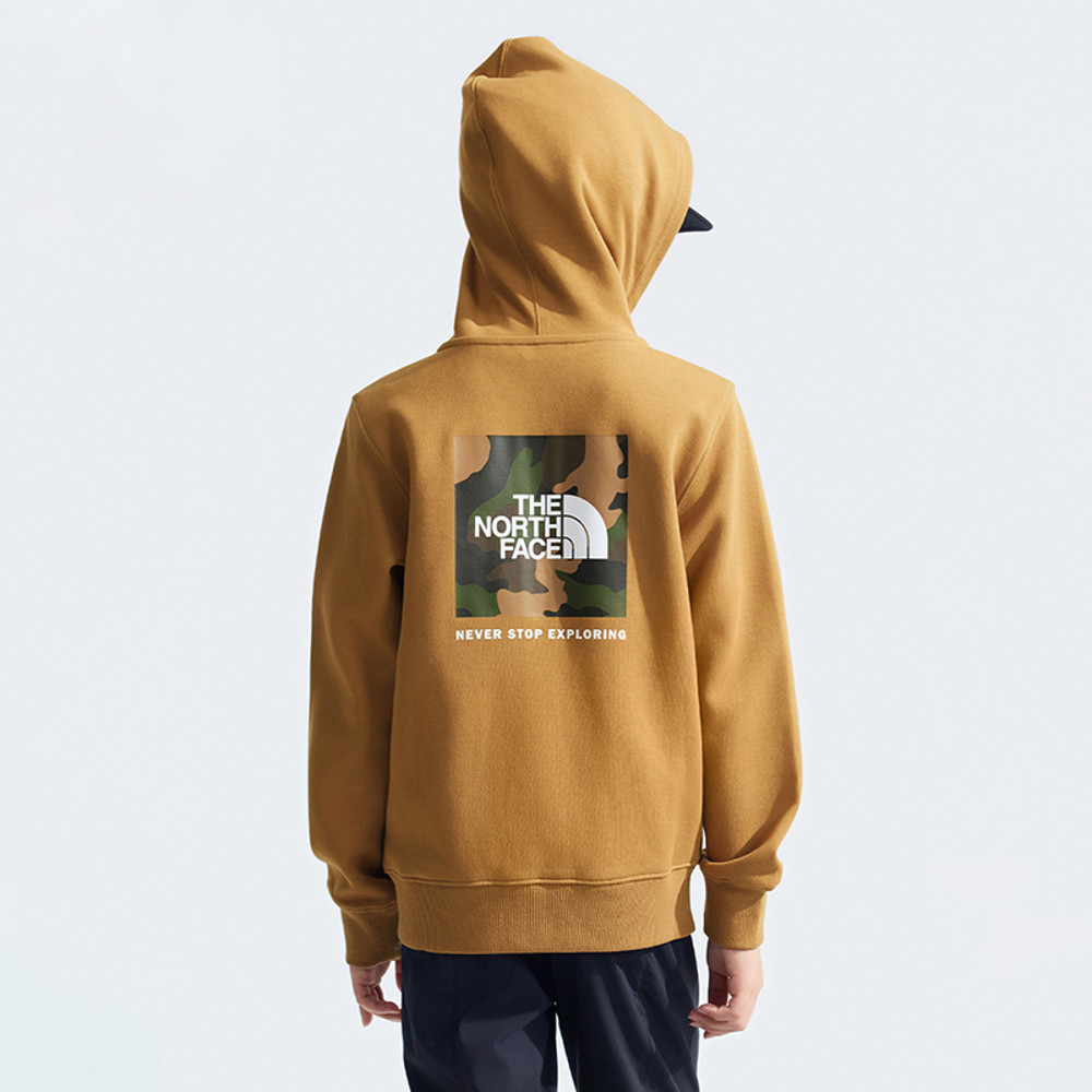 The North Face北面兒童棕色舒適大尺寸印花連帽外套｜89XW173