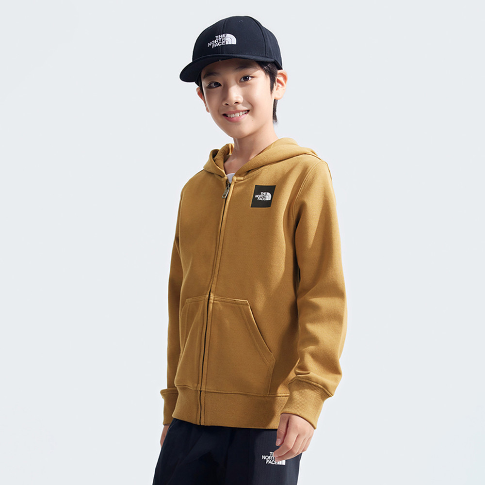 The North Face北面兒童棕色舒適大尺寸印花連帽外套｜89XW173