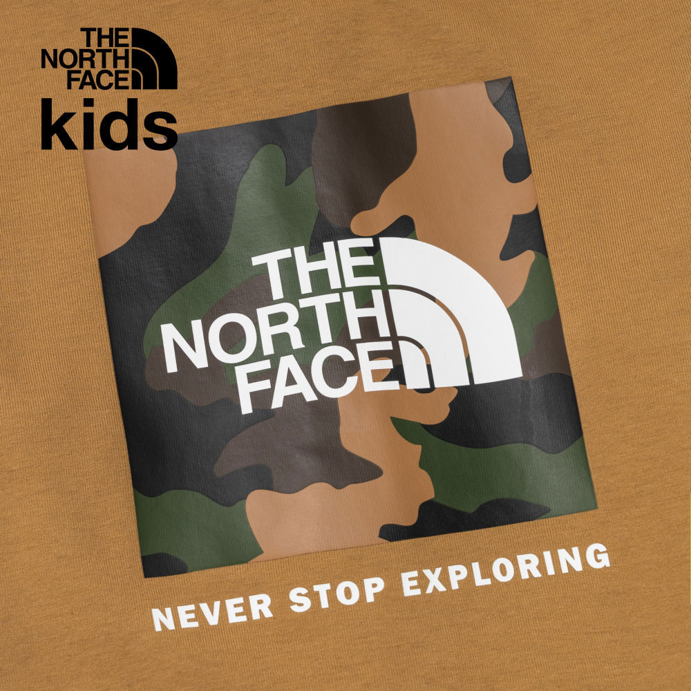 The North Face北面兒童棕色舒適大尺寸印花連帽外套｜89XW173