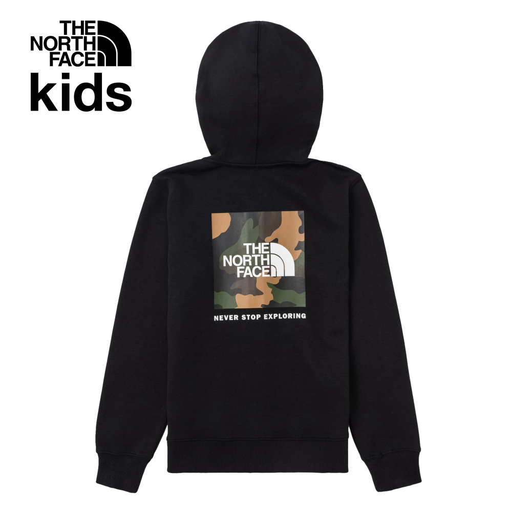 【10/27 00點限時搶購】The North Face北面兒童黑色舒適大尺寸印花連帽外套｜89XWJK3