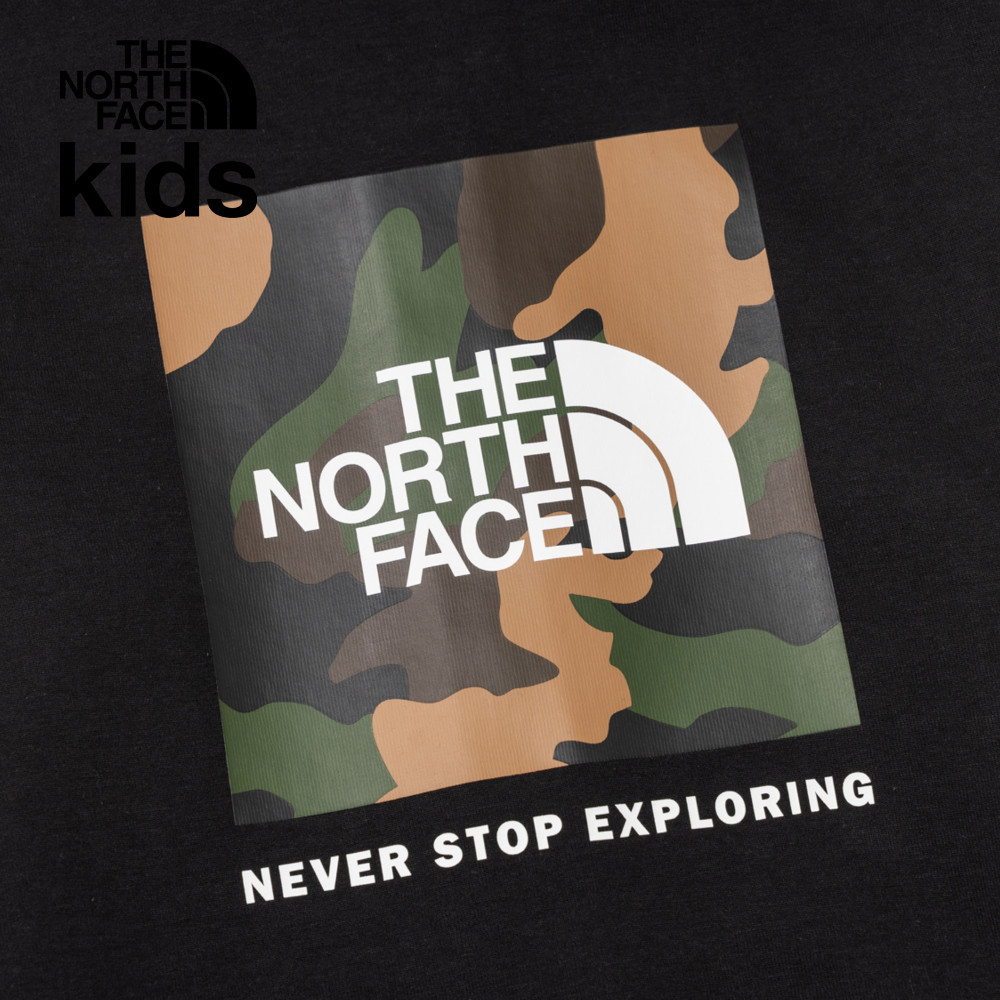 【10/27 00點限時搶購】The North Face北面兒童黑色舒適大尺寸印花連帽外套｜89XWJK3