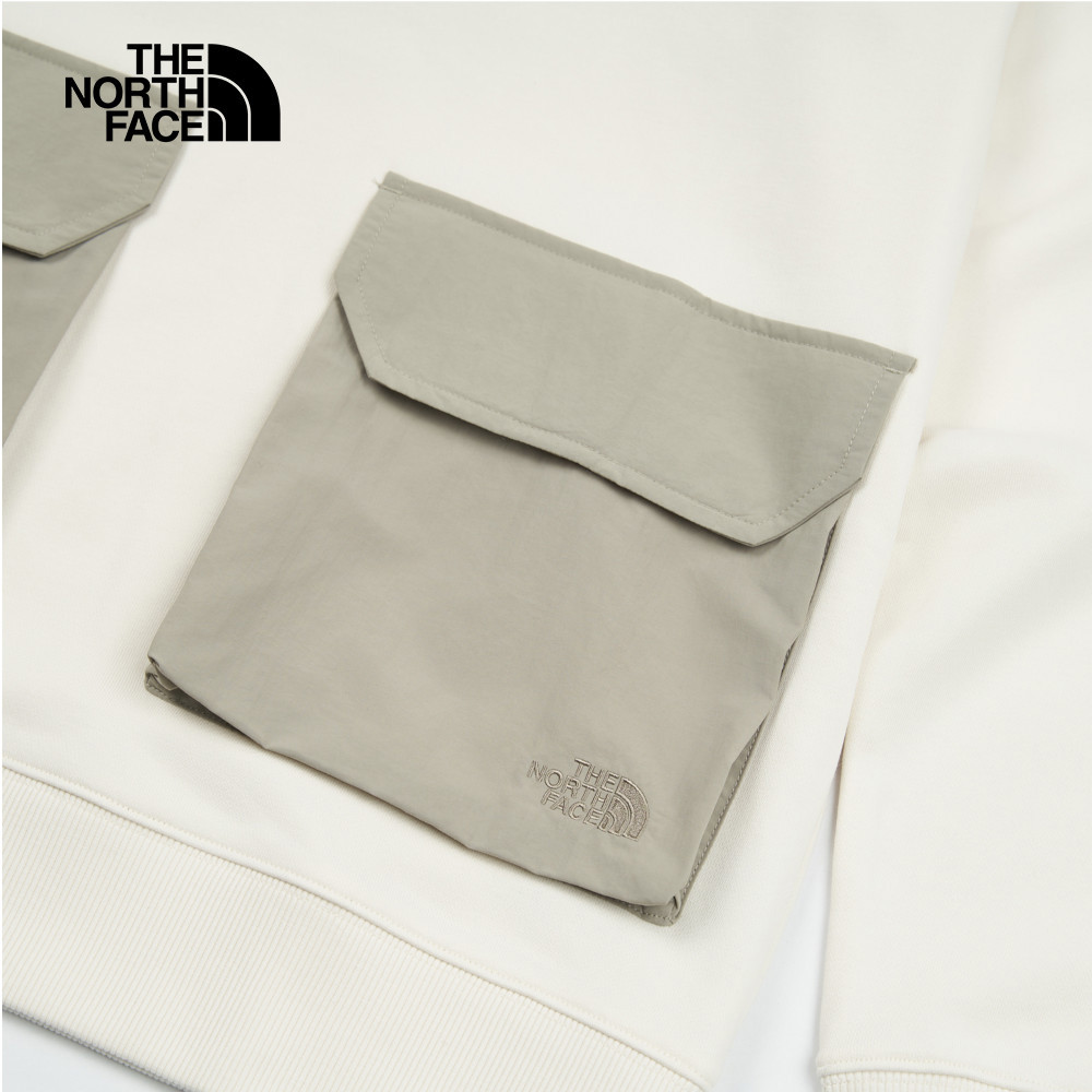 【限時搶購】男款米白色舒適保暖多口袋長袖大學T｜89YV4QI