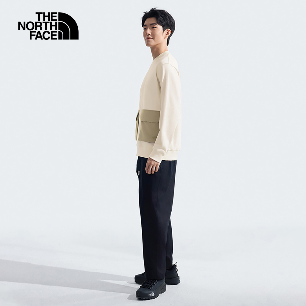 【限時搶購】男款米白色舒適保暖多口袋長袖大學T｜89YV4QI