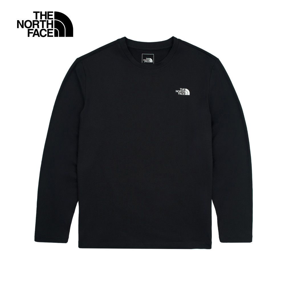 The North Face北面男款黑色吸濕排汗防曬長袖上衣｜89ZYJK3