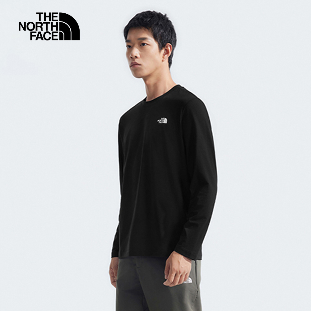 The North Face北面男款黑色吸濕排汗防曬長袖上衣｜89ZYJK3