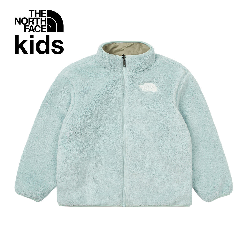 The North Face北面兒童綠色防潑水舒適保暖兩面穿立領抓絨外套｜8A3F0O2