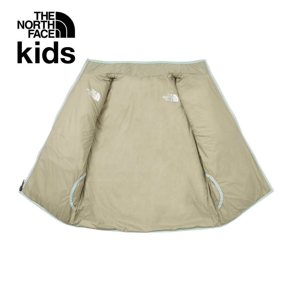 The North Face北面兒童綠色防潑水舒適保暖兩面穿立領抓絨外套｜8A3F0O2