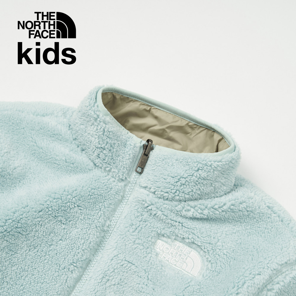 The North Face北面兒童綠色防潑水舒適保暖兩面穿立領抓絨外套｜8A3F0O2