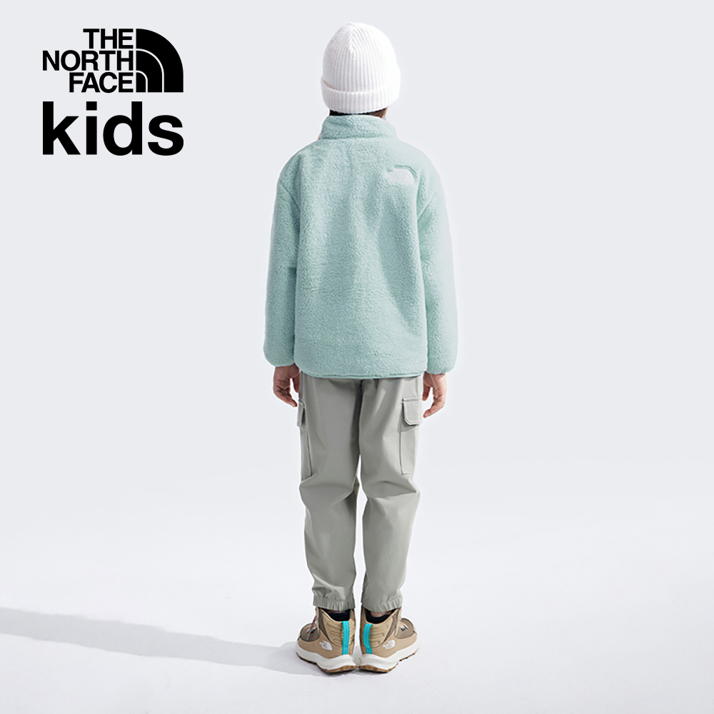 The North Face北面兒童綠色防潑水舒適保暖兩面穿立領抓絨外套｜8A3F0O2