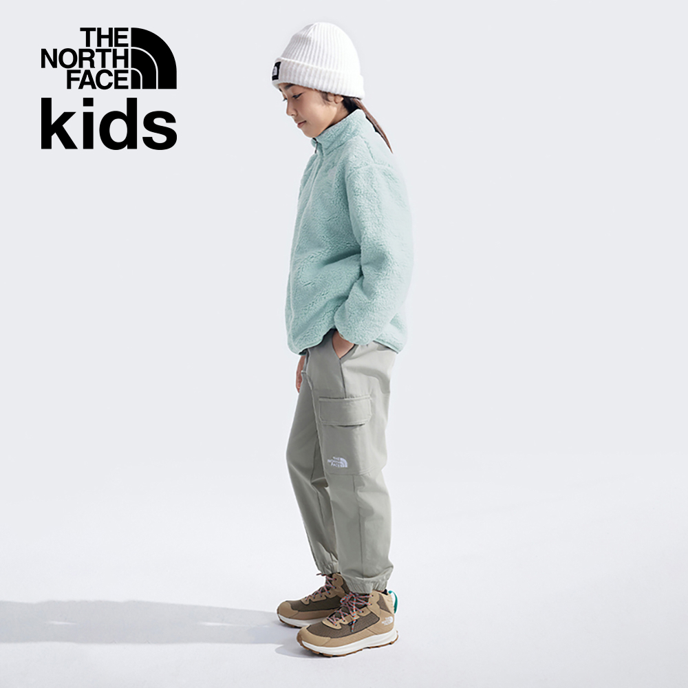The North Face北面兒童綠色防潑水舒適保暖兩面穿立領抓絨外套｜8A3F0O2