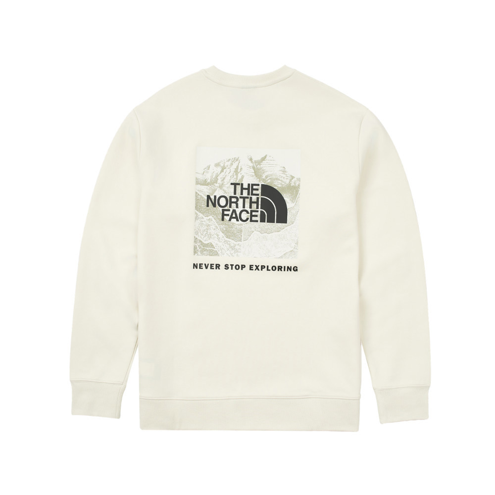 【10/25 12點週末限定】The North Face北面男款米白色背部山峰印花設計長袖大學T｜8AT9QLI