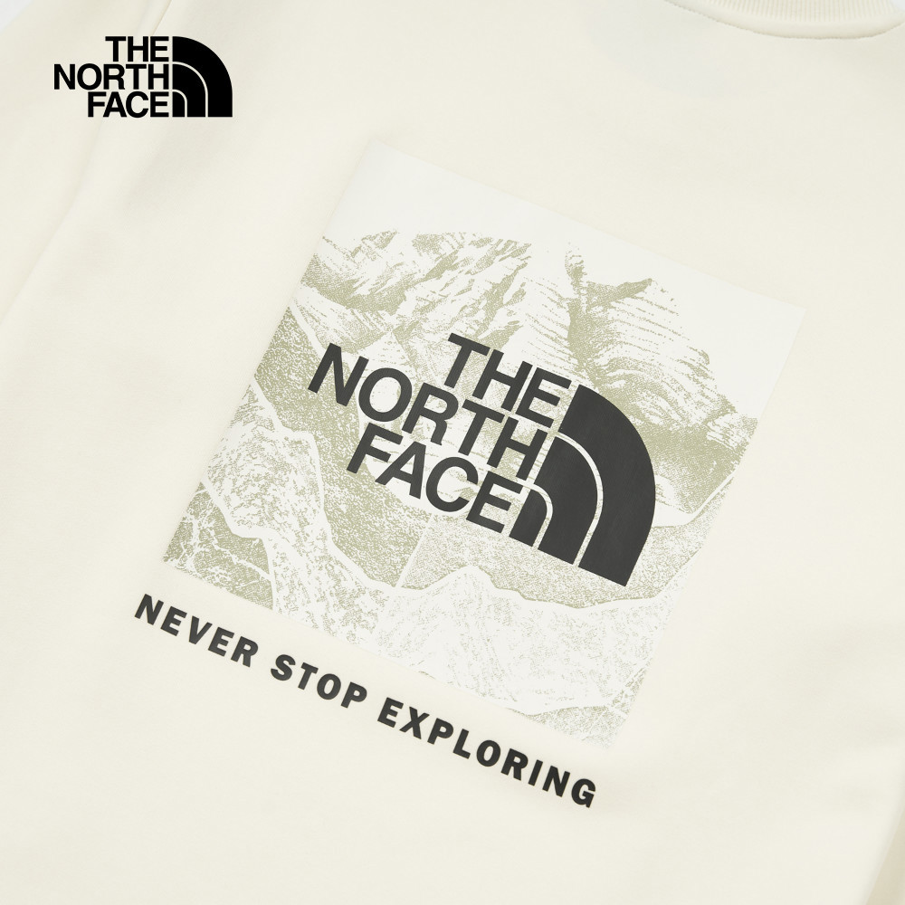 【10/25 12點週末限定】The North Face北面男款米白色背部山峰印花設計長袖大學T｜8AT9QLI