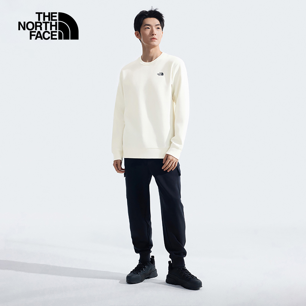 【10/25 12點週末限定】The North Face北面男款米白色背部山峰印花設計長袖大學T｜8AT9QLI