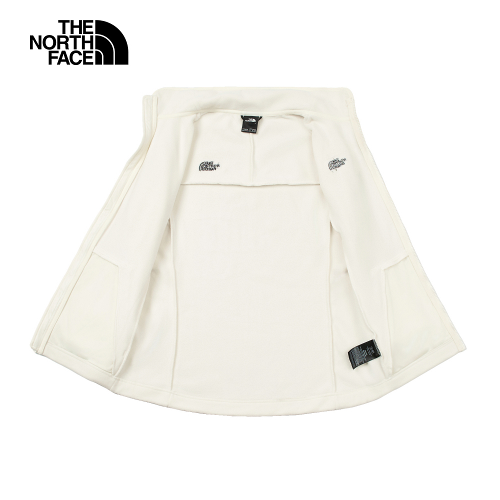 The North Face北面女款米白色保暖舒適休閒立領抓絨外套｜88RQQLI