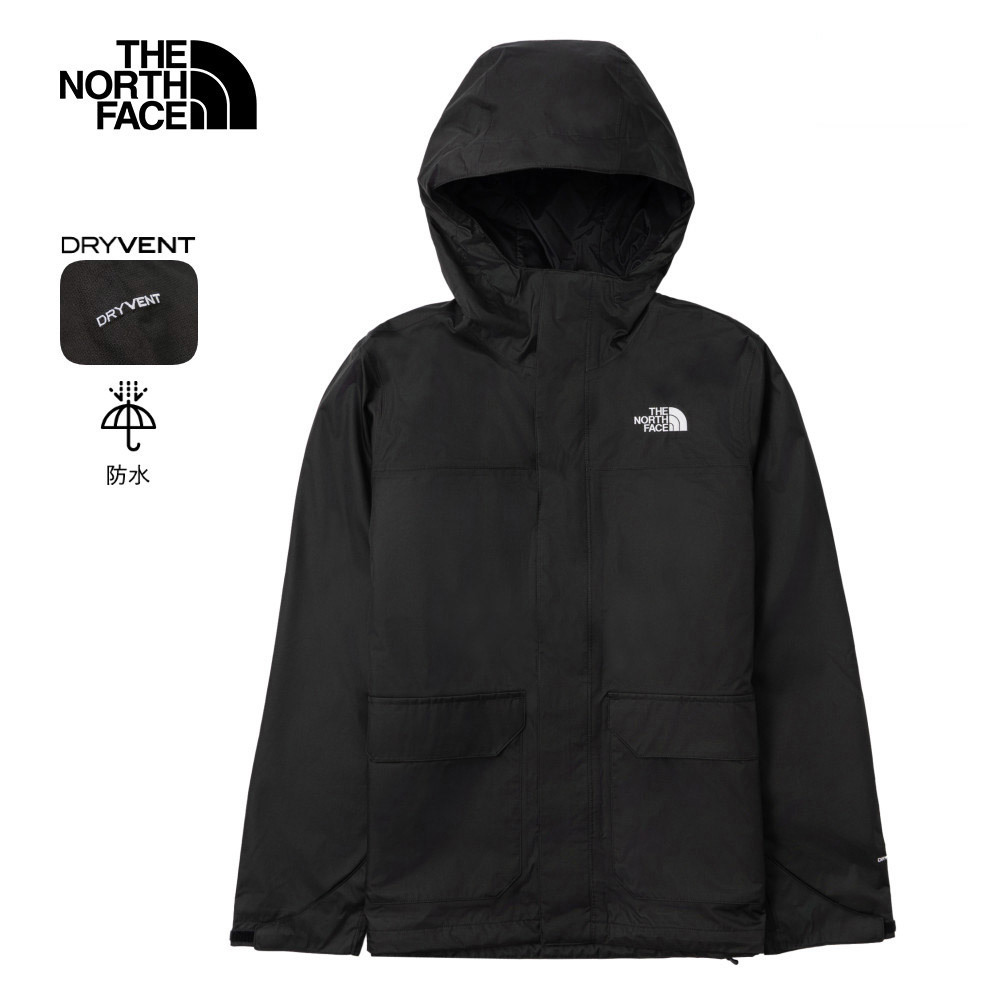 【10/24 00點週末限定】The North Face北面男款黑色防水透氣可調節連帽衝鋒衣｜8AUK4H0