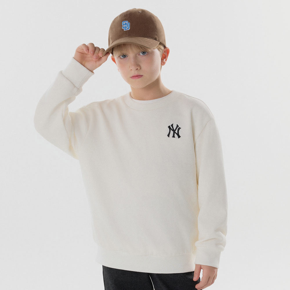 MLB KIDS 小Logo大學T 童裝 紐約洋基隊 (7AMTB0344-50CRS)