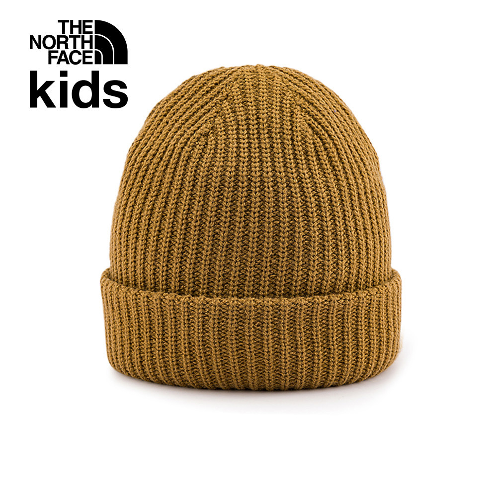 The North Face北面兒童棕色舒適保暖LOGO布標毛帽｜7WG8173