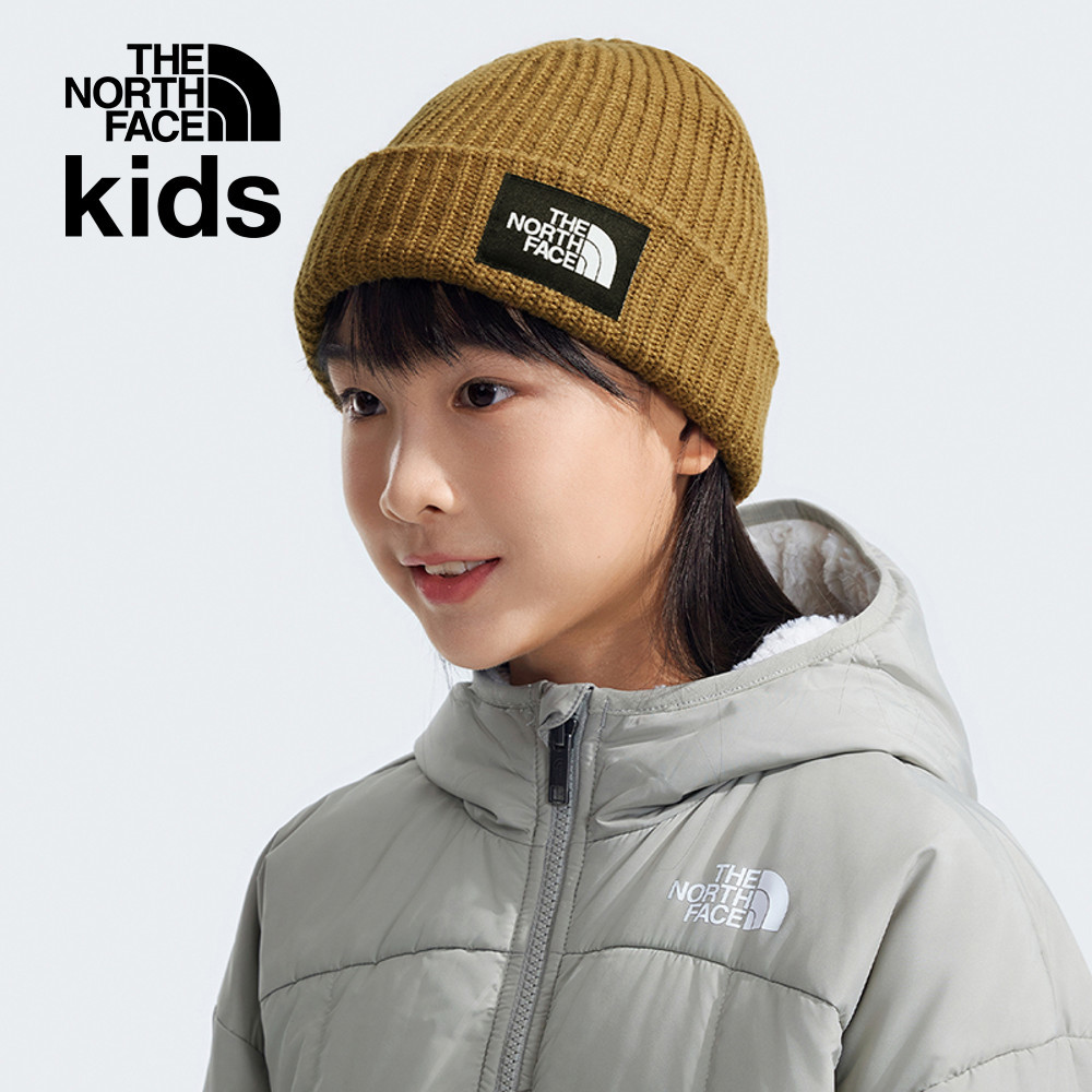 The North Face北面兒童棕色舒適保暖LOGO布標毛帽｜7WG8173