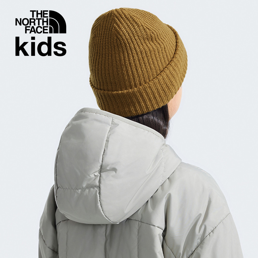 The North Face北面兒童棕色舒適保暖LOGO布標毛帽｜7WG8173