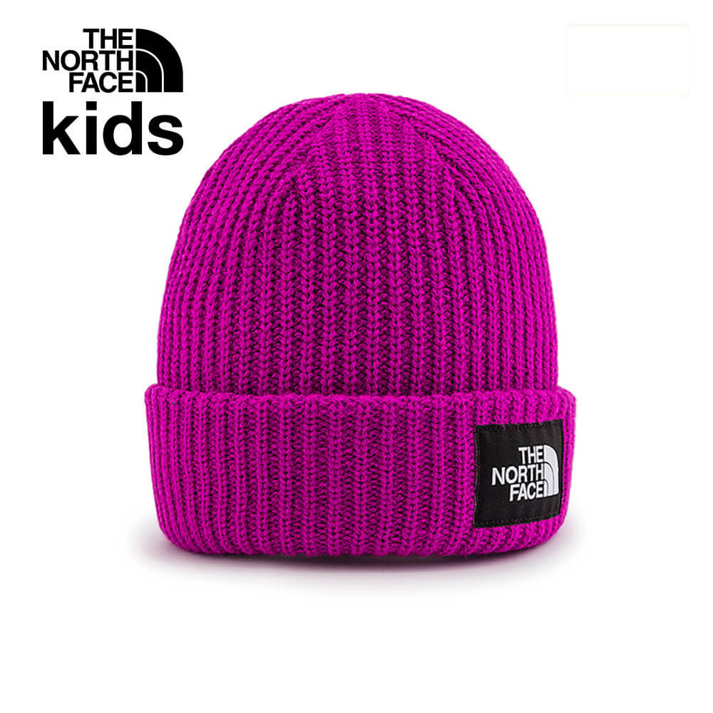 The North Face北面兒童紫色舒適保暖LOGO布標毛帽｜7WG81I7