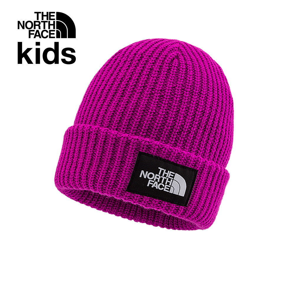 The North Face北面兒童紫色舒適保暖LOGO布標毛帽｜7WG81I7